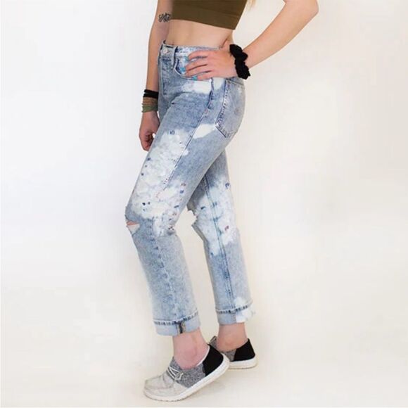 Hudson Womens Size 26 Thalia 90s Loose Paint Distressed Jeans - Picture 2 of 16